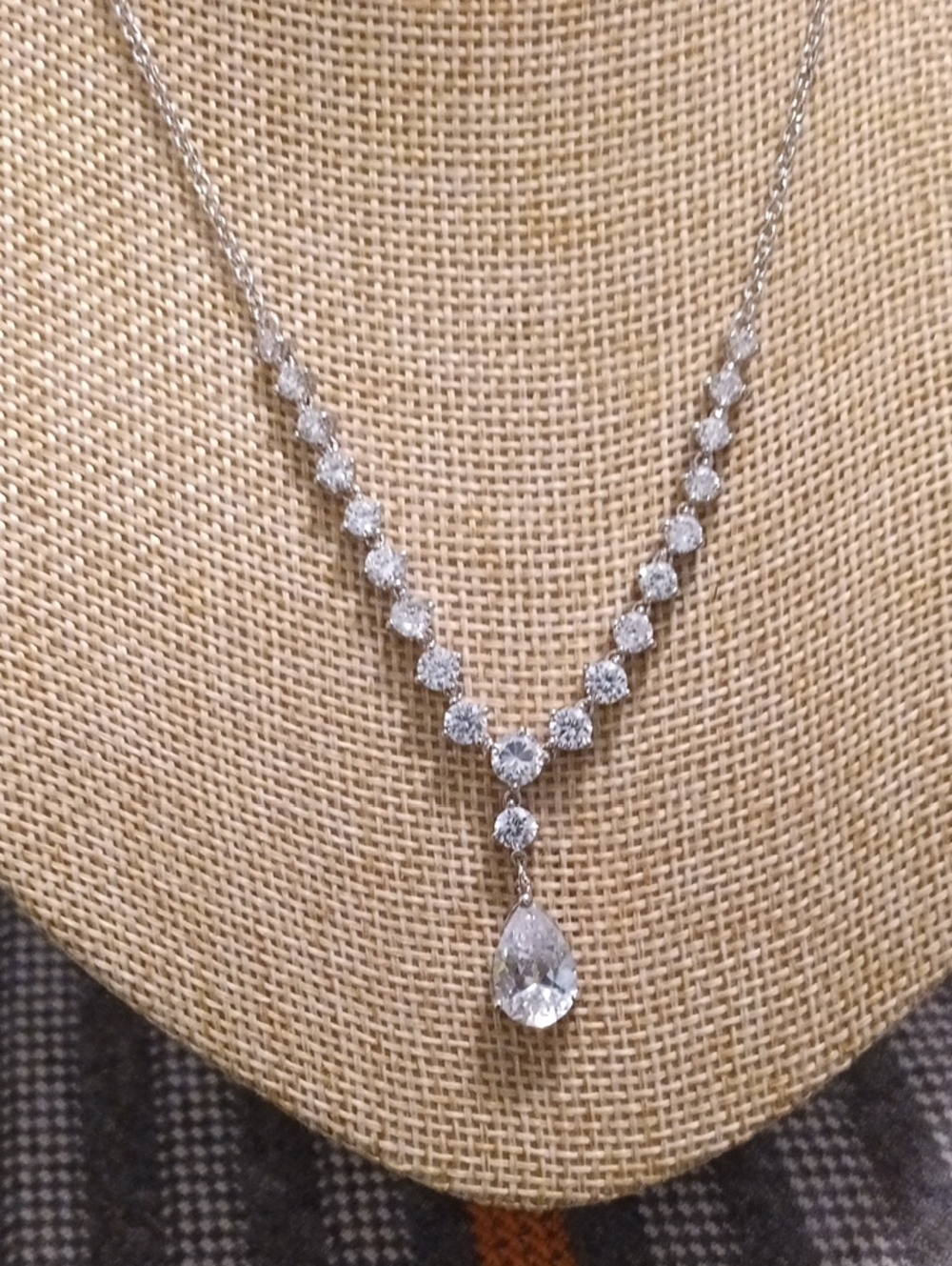Elegant White  Cubie Zirconia Teardrop Necklace - Women Jewelry By SETA Jewelry.